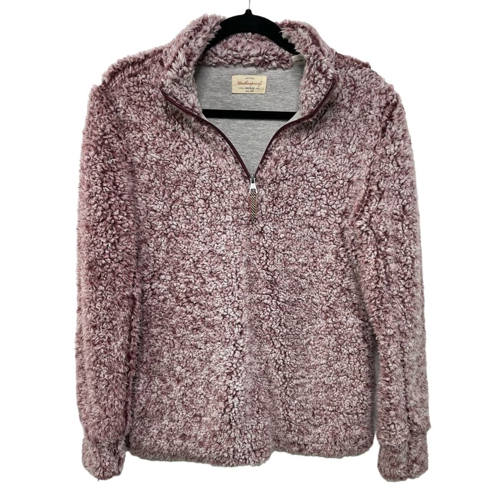 Weatherproof Vintage Sherpa 1/4 Zip Sweatshirt Long‎ Sleeve Pullover Maroon XS